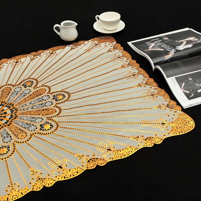 Салфетка ажурная ПВХ 100х60 см "Лучи" золото