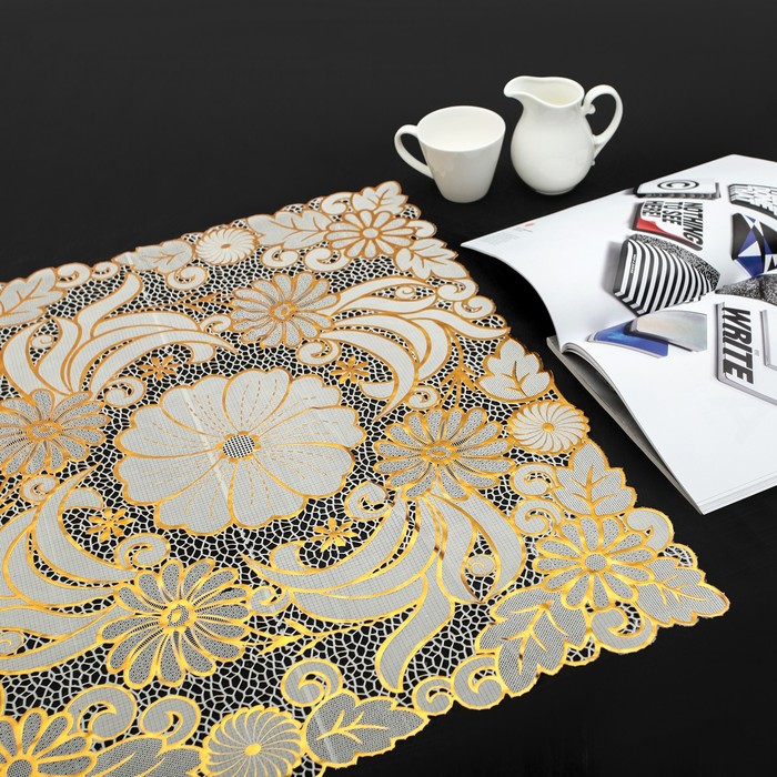Салфетка ажурная ПВХ 100х60 см "Кружево" золото