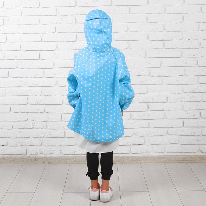 Дождевик детский "Горошек", цвет голубой, размер M