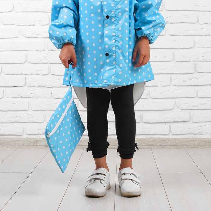 Дождевик детский "Горошек", цвет голубой, размер M