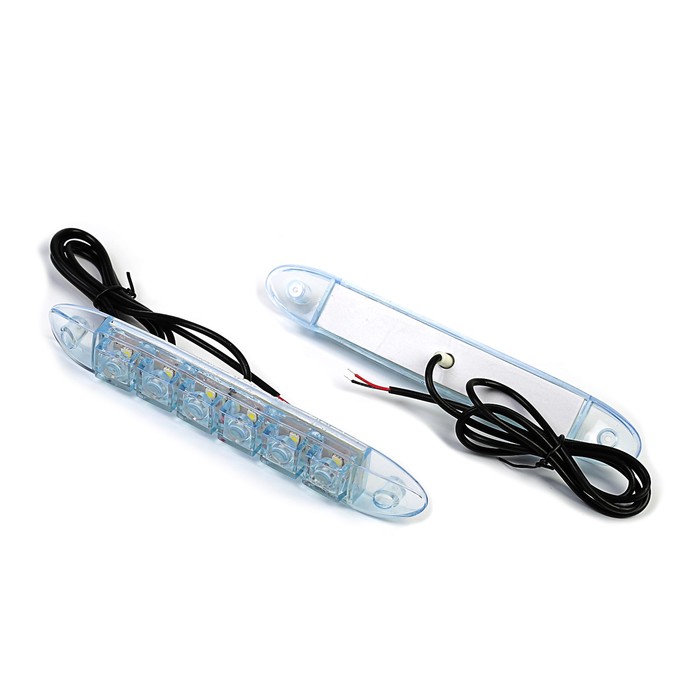 Ходовые огни KS, KS-306, (6 SMD), линза, гибкий корпус, защита бампера, 200х18х28мм, 2шт.