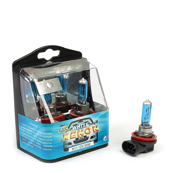 Автолампа "Луч", White Plasma Xenon, 2 шт., H11, 12 В, (55 Вт), PGJ19-2