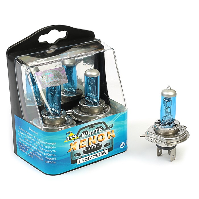 Комплект автоламп "Луч", White Plasma Xenon, 2 шт., H4, 24 В, (75/70 Вт), P43t