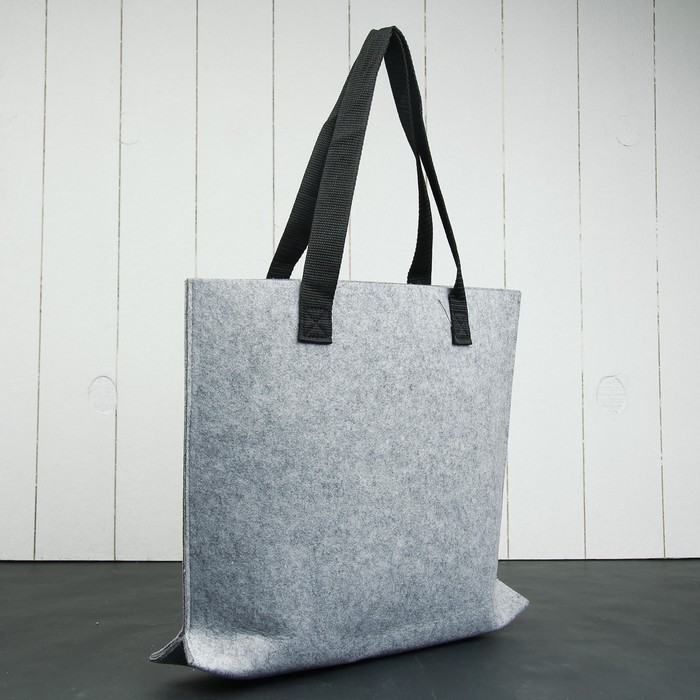 Сумка- шоппер "Лиса" сер, фетр, 32х36см