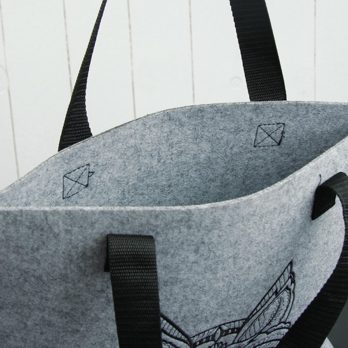 Сумка- шоппер "Лиса" сер, фетр, 32х36см