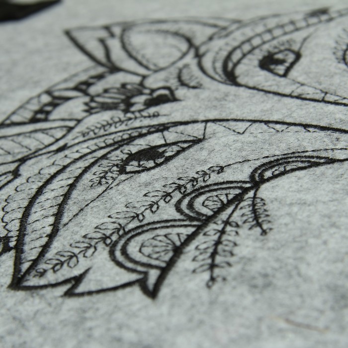 Сумка- шоппер "Лиса" сер, фетр, 32х36см