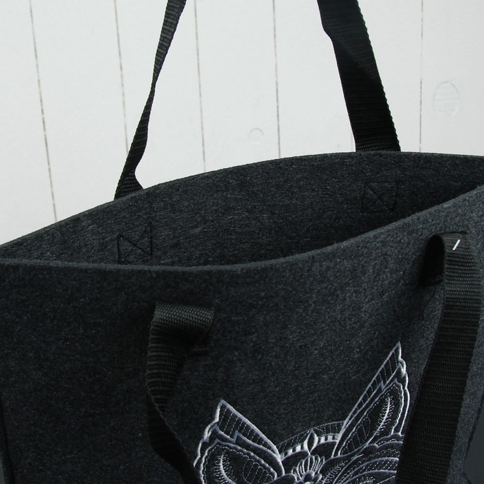 Сумка- шоппер "Лиса" черн, фетр, 32х36см