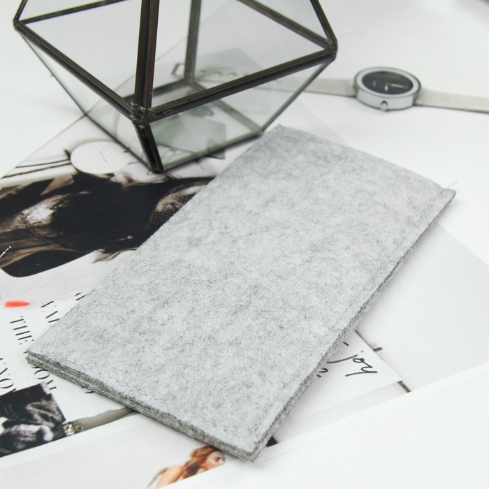 Чехол под очки "Корона" серый, фетр, 25х12 см