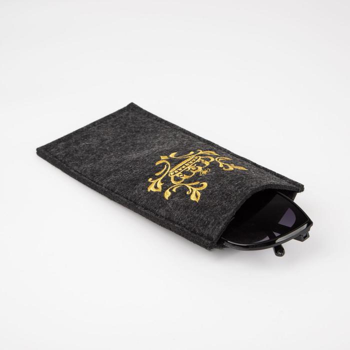 Чехол под очки "Корона" черный, фетр, 25х12 см