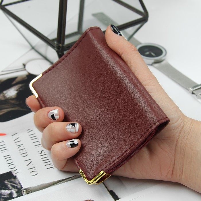 Визитница, 36 кардхолдеров на молнии, прозрачное окно, цвет бордовый