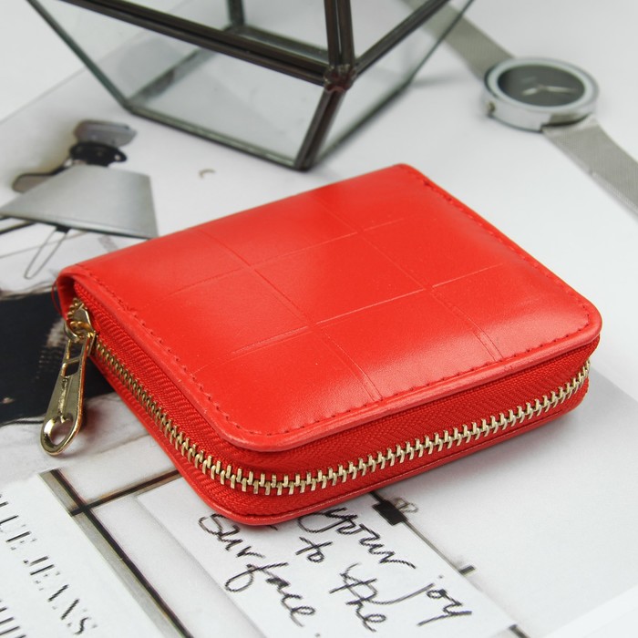 Кошелёк женский, 2 отдела, для карт, для монет, цвет красный