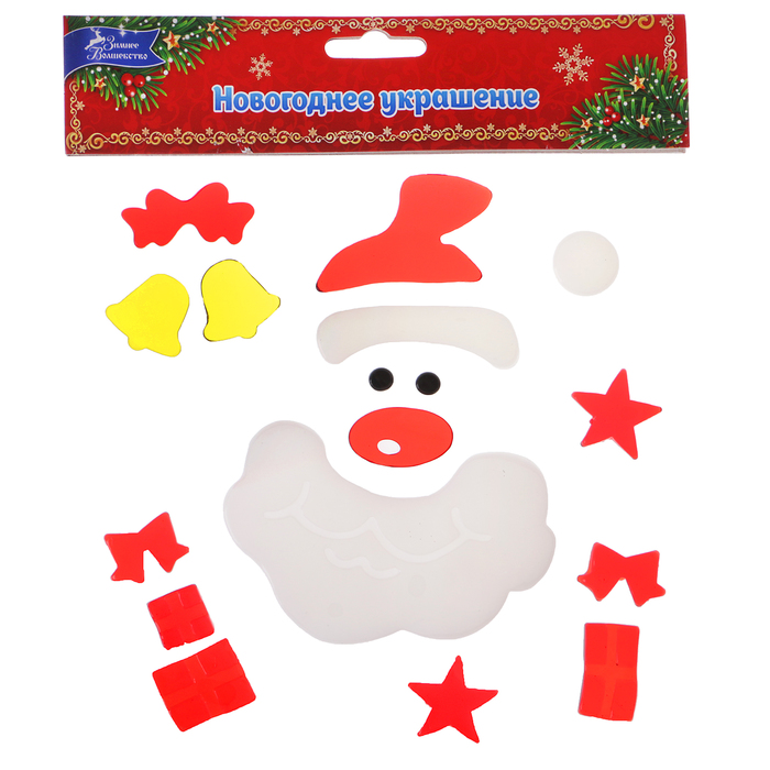 Наклейка на стекло "Дед мороз" 18,5*18,5 см, набор 17 шт