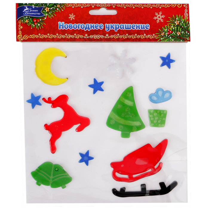 Наклейка на стекло "В зимнем лесу" 18,5*18,5 см, набор 13 шт