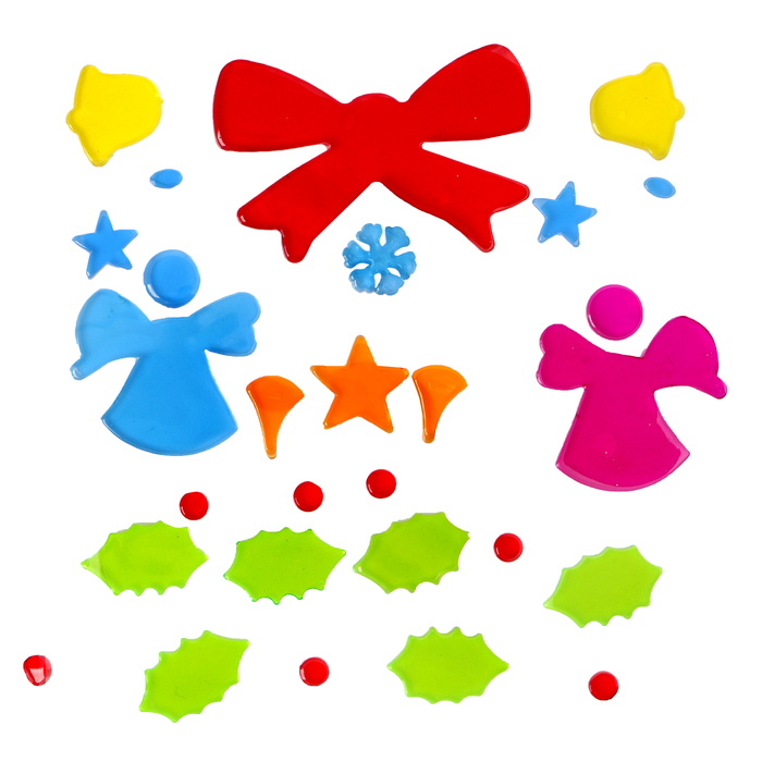 Наклейка на стекло "Рождественские ангелы" 18,5*18,5 см, набор 28 шт