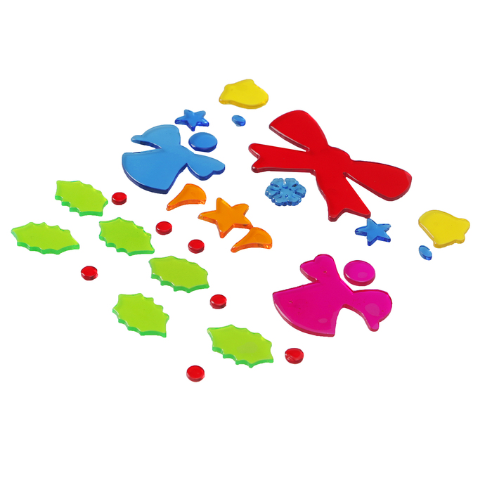 Наклейка на стекло "Рождественские ангелы" 18,5*18,5 см, набор 28 шт