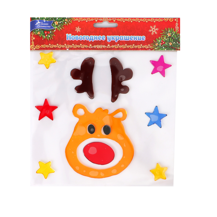 Наклейка на стекло "Олень" 18,5*18,5 см, набор 12 шт