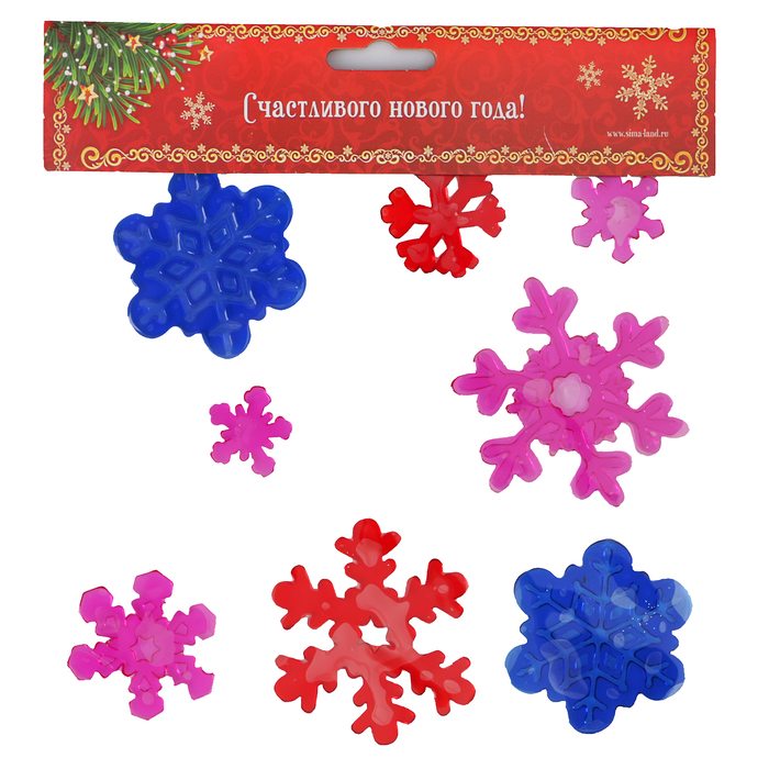 Наклейка на стекло "Снежинки" 18,5*18,5 см, набор 8 шт