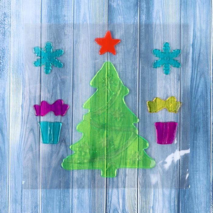 Наклейка на стекло "Ёлка" 18,5*18,5 см, набор 8 шт