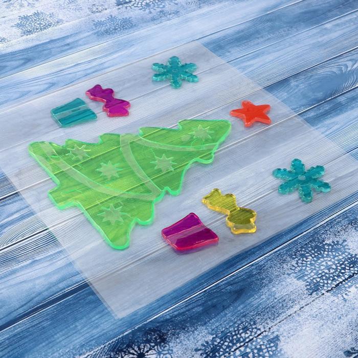 Наклейка на стекло "Ёлка" 18,5*18,5 см, набор 8 шт