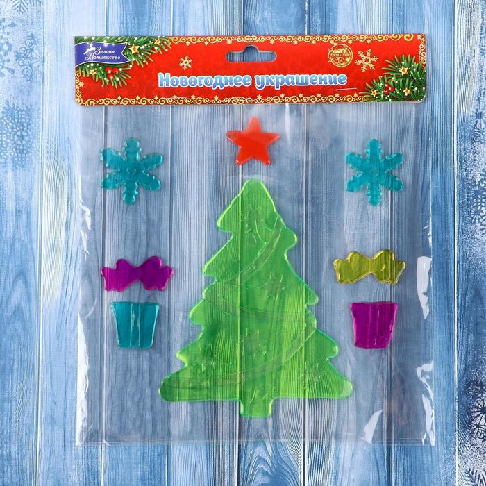 Наклейка на стекло "Ёлка" 18,5*18,5 см, набор 8 шт