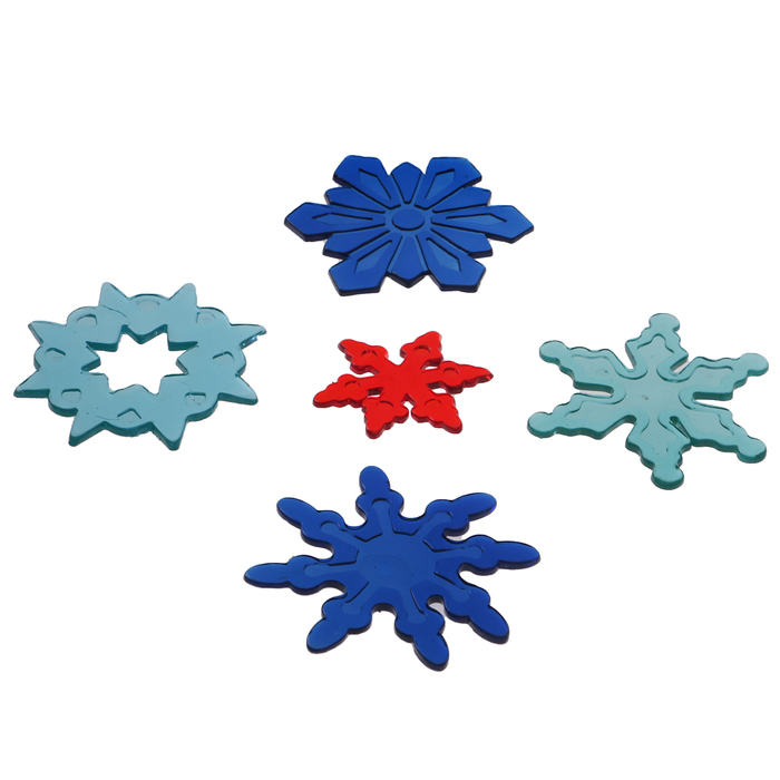 Наклейка на стекло "Снежинки ледяные" 18,5*18,5 см, набор 5 шт