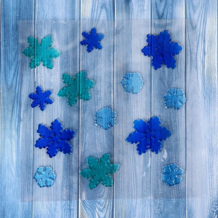 Наклейка на стекло &quot;Снежинки мини&quot; 18,5*18,5 см, набор 13 шт