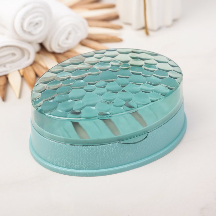 Мыльница-шкатулка 13х10х4,5 см "Призма" овальная, цвет МИКС