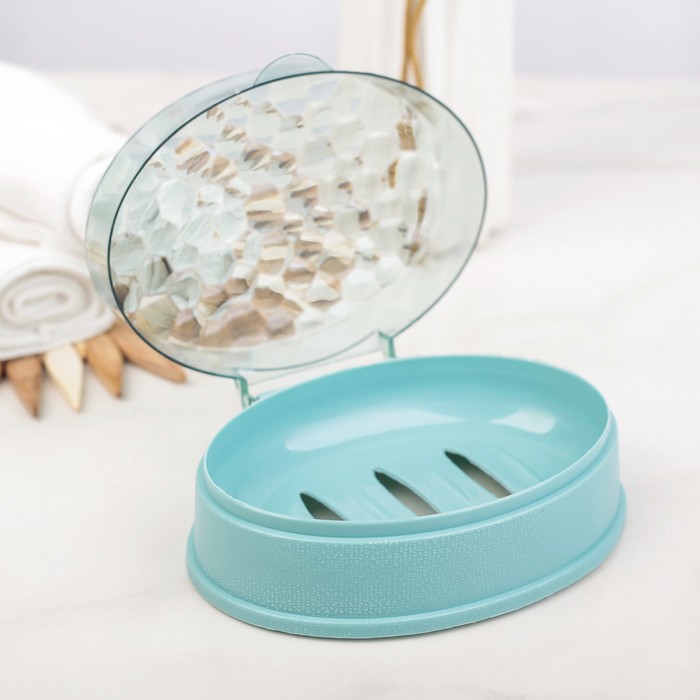 Мыльница-шкатулка 13х10х4,5 см "Призма" овальная, цвет МИКС