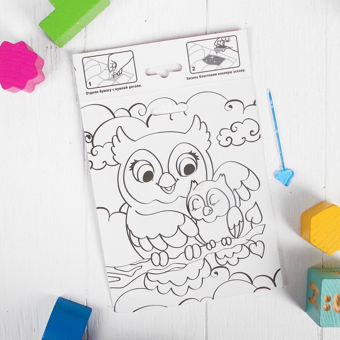 Фреска песком и форменными блёстками "Самая яркая", сова, 14 х 14 см