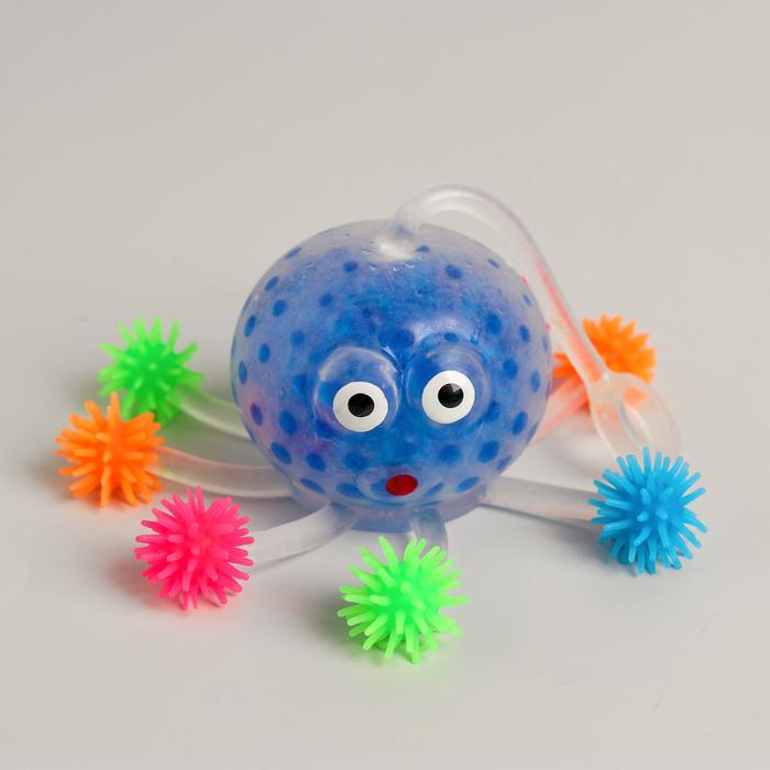Мялка с гидрогелем "Кальмар" на резинке, цвета МИКС
