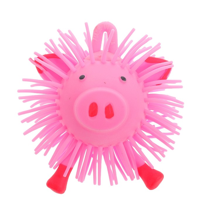 Ежка резиновый "Свинка" световой, цвет розовый