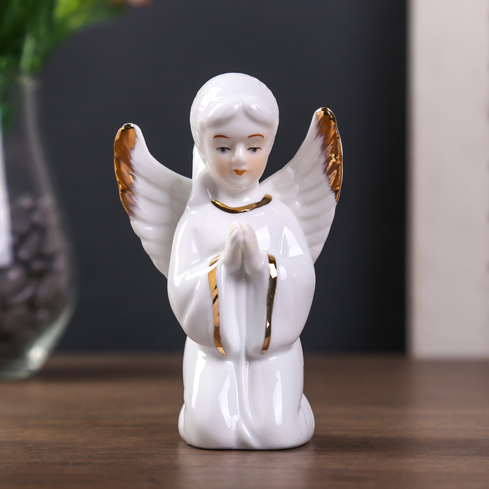 Сувенир керамика "Белоснежный ангел с голубкой" 12,5х6х4,5 см
