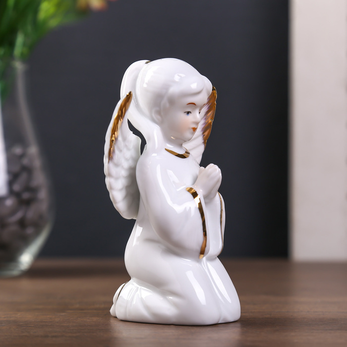 Сувенир керамика "Белоснежный ангел с голубкой" 12,5х6х4,5 см