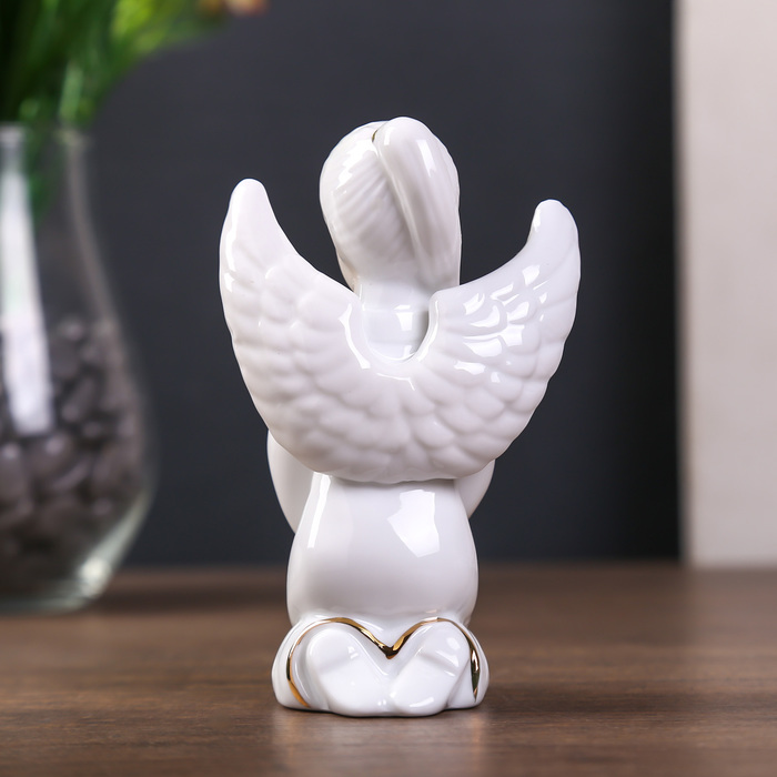 Сувенир керамика "Белоснежный ангел с голубкой" 12,5х6х4,5 см