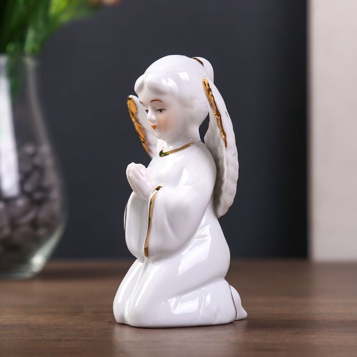 Сувенир керамика "Белоснежный ангел с голубкой" 12,5х6х4,5 см