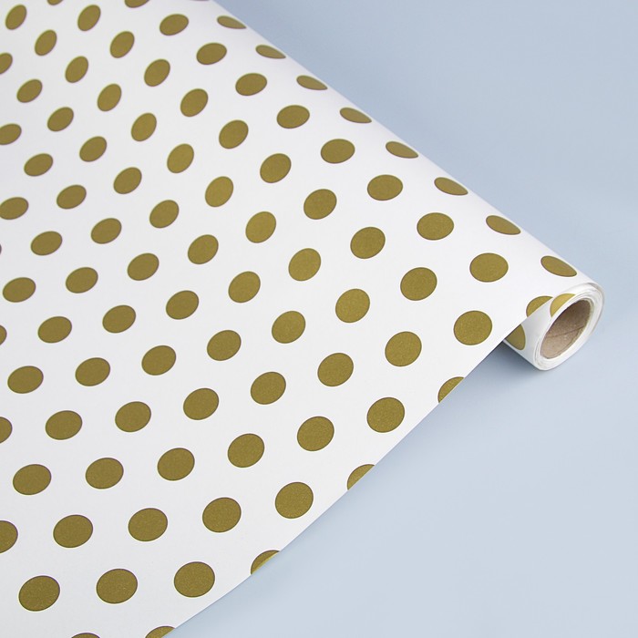 Бумага упаковочная перламутровая "Золотой горошек", 0,53 х 10 м