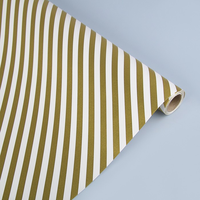 Бумага упаковочная перламутровая "Золотые полосы", 0,53 х 10 м