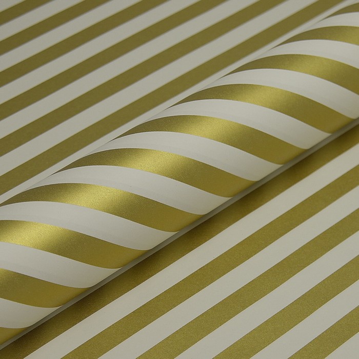 Бумага упаковочная перламутровая "Золотые полосы", 0,53 х 10 м