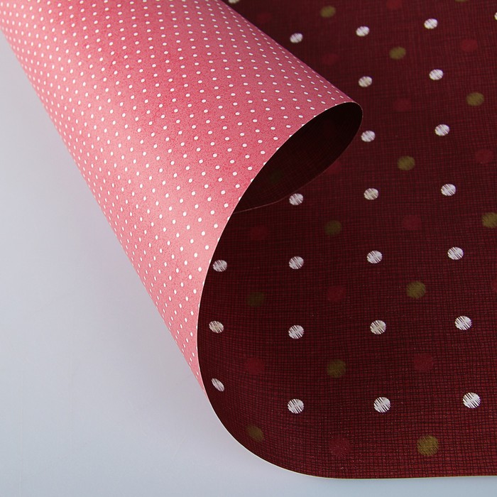 Бумага двухсторонняя "Горошины", бордовый, 0,53 х 10 м