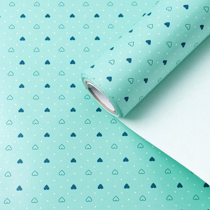 Бумага упаковочная перламутровая "Влюбленность", мятный, 0,53 х 10 м