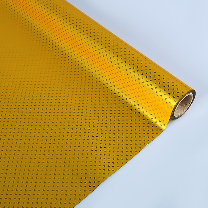 Пленка металлизированная "Мелкие сердца", золото, 0,53 х 20 м