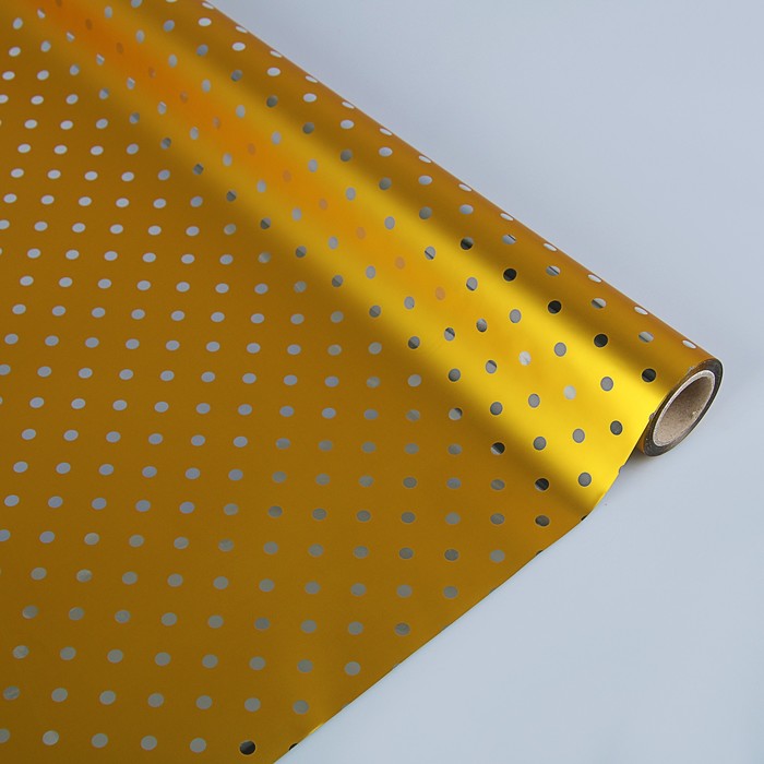 Пленка металлизированная "Горошек", золото, 0,53 х 20 м