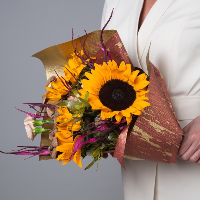 Фактурная бумага "Галактика" двусторонняя, золотая на медном, 0,5 х 5 м