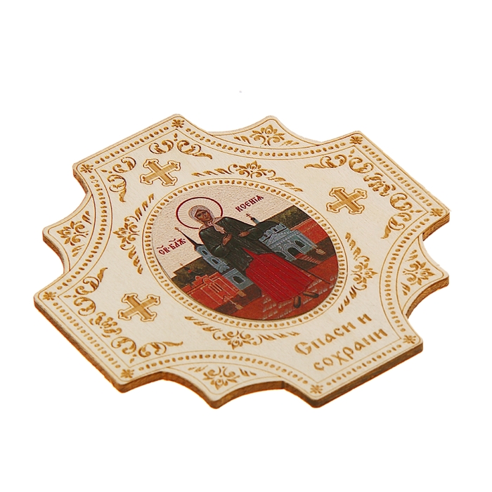 Крестообразная икона в авто "Ксения Петербургская" на клеящейся основе