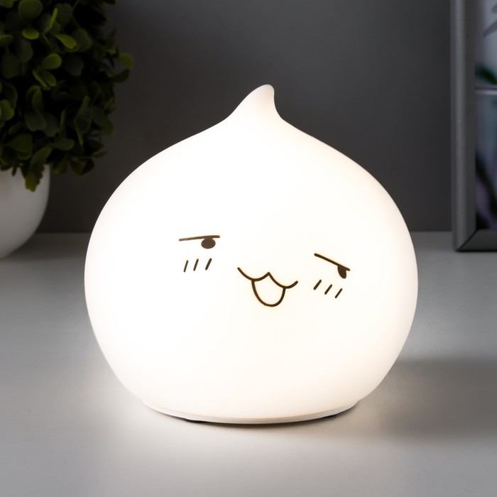 Ночник силикон "Антистресс Мякиш Смущенный" 4 диода от батар 3ААА 12х11х11 см