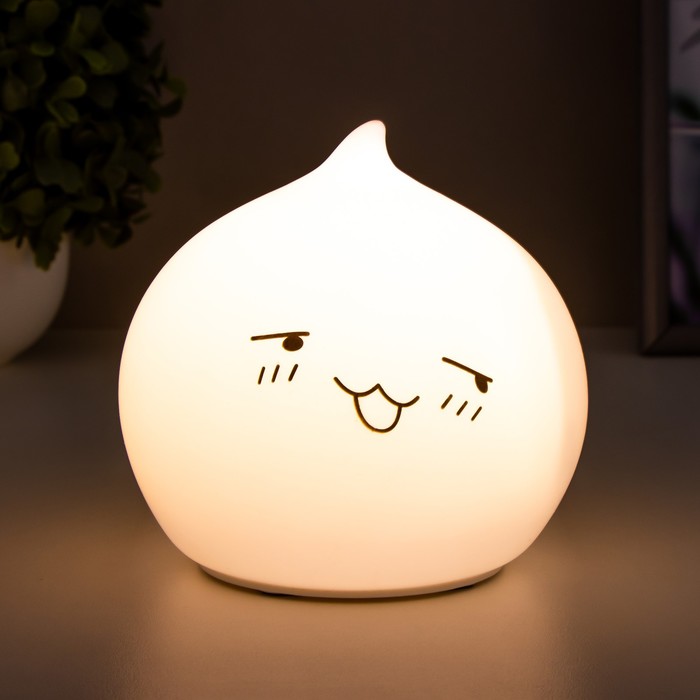 Ночник силикон "Антистресс Мякиш Смущенный" 4 диода от батар 3ААА 12х11х11 см