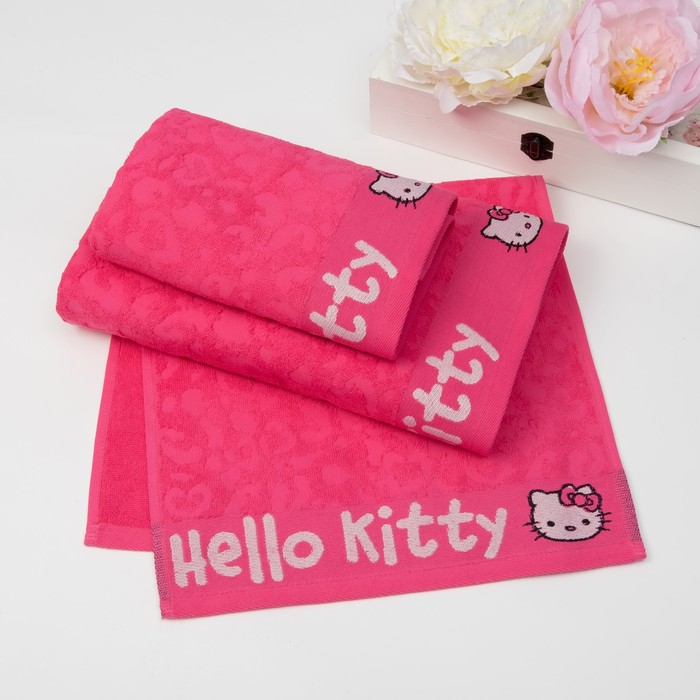 Полотенце детское Hello Kitty 35х70 см, цвет розовый 100% хлопок, 400 г/м²