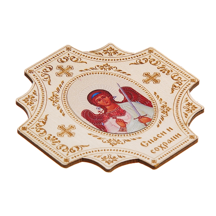 Крестообразная икона в авто "Ангел- Хранитель" на клеящейся основе