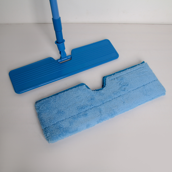 Швабра плоская телескопическая, двусторонняя микрофибра гладкая 40 см, цвет МИКС
