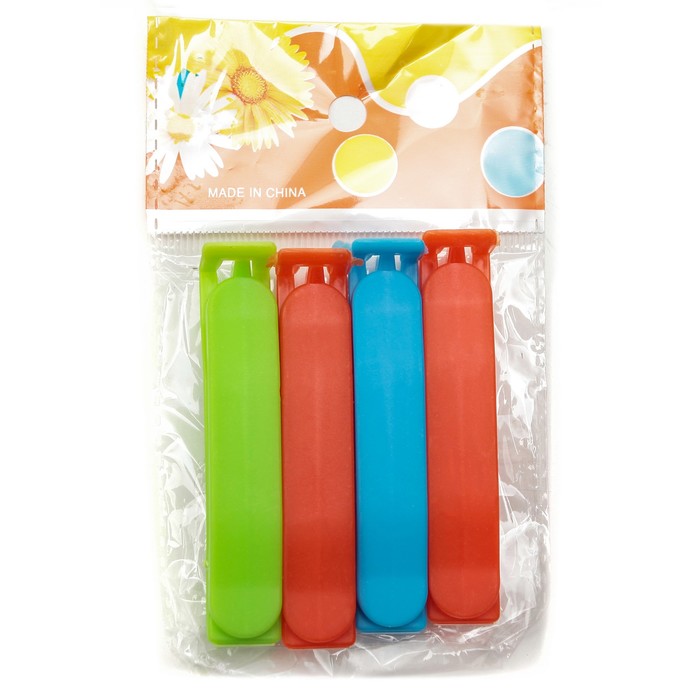 Набор зажимов для пакета 7,5 см, 4 шт, цвета МИКС